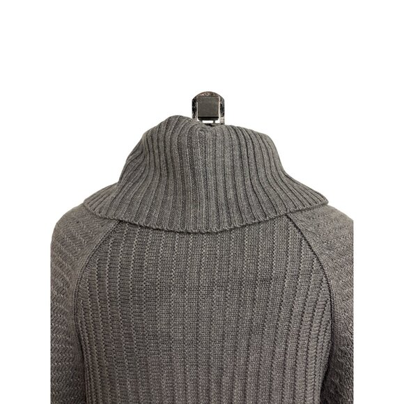 Dana Buchman Gray Knit Poncho Sweater W/ Button Detail High Collar M - Picture 8 of 12